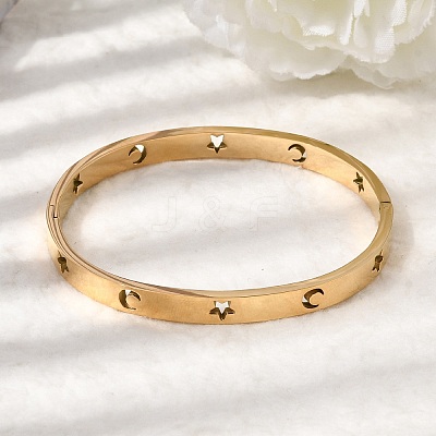 304 Stainless Steel Hinged Bangles for Women BJEW-D408-20G-1