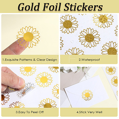 20 Sheets 5 Styles Gold Foil Self-adhesive Stickers DIY-CP0010-86-1