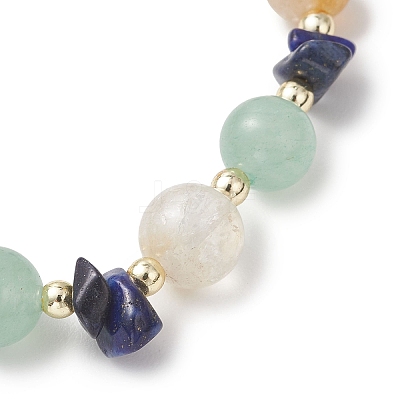 Natural Citrine & Green Aventurine & Lapis Lazuli Beads Stretch Bracelets for Women BJEW-JB13183-1
