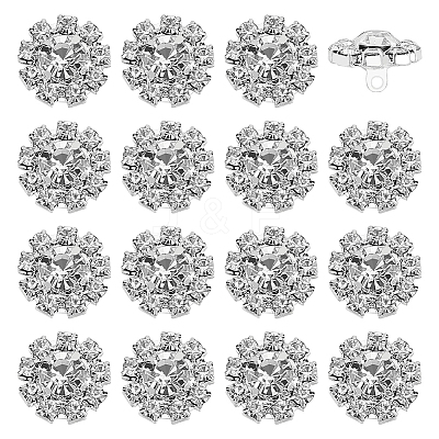 16Pcs Brass Rhinestone Shank Buttons DIY-FG0006-14B-1
