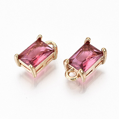 Brass Glass Rhinestone Pendants X-GLAA-S179-21F-RS-1