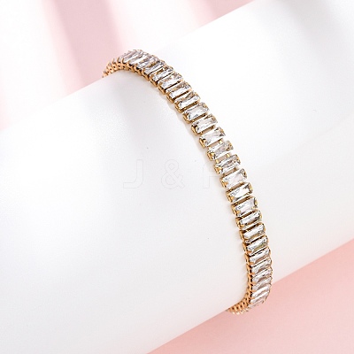 304 Stainless Steel Pave Clear Cubic Zirconia Tennis Bracelets BJEW-G754-03G-01-1