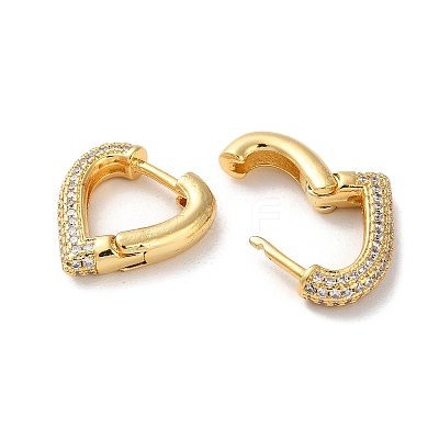 Brass Pave Clear Cubic Zirconia Hoop Earrings EJEW-M258-04G-1