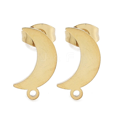 Moon Ion Plating(IP) 304 Stainless Steel Stud Earring Findings STAS-I206-116G-1