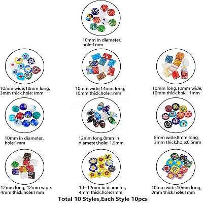 Handmade Millefiori Lampwork Beads LAMP-PH0002-10-1
