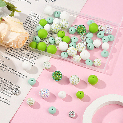 64Pcs Round & Rondelle Food Grade Eco-Friendly Silicone Beads SIL-SP0001-19B-1