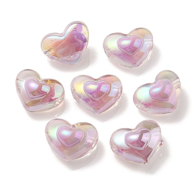 UV Plating Rainbow Iridescent Transparent Acrylic Beads OACR-C007-04C-1