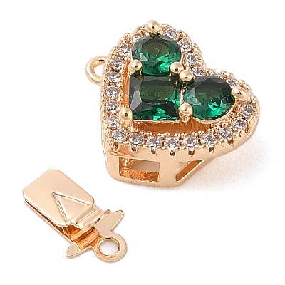 Brass Micro Pave Clear Cubic Zirconia Glass Box Clasps KK-S388-13G-02-1