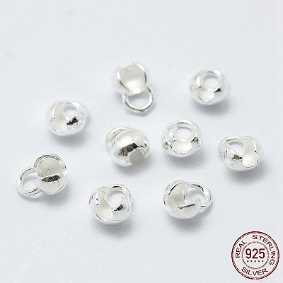 925 Sterling Silver Bead Tips Knot Covers STER-G027-25S-1