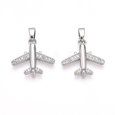 Brass Micro Pave Cubic Zirconia Pendants KK-T070-82P-1