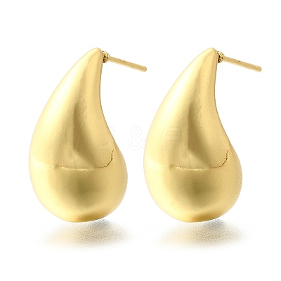 Rack Plating Brass Twist Teardrop Stud Earrings for Women EJEW-K247-02G-1