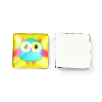 (Defective Closeout Sale)Printed Glass Cabochons GGLA-XCP0001-02-1