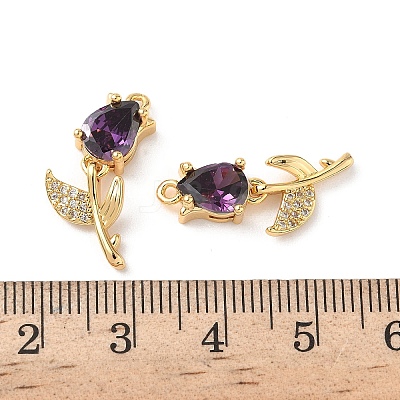 Brass Micro Pave Cubic Zirconia Pendants KK-D504-09A-G-1