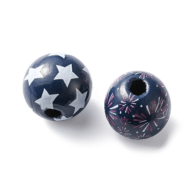 42Pcs 7 Styles Independence Day Theme Schima Wood Beads WOOD-FS0001-01-1
