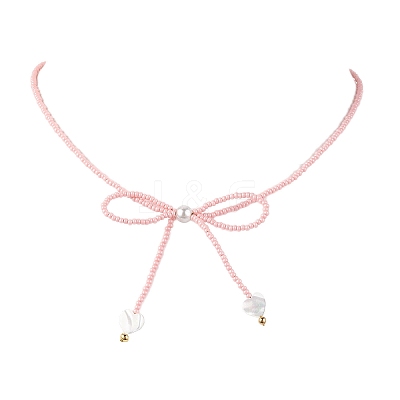 Glass Seed Pendant Necklaces for Women NJEW-MZ00031-05-1