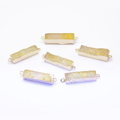 Electroplated Natural Druzy Agate Links/Connectors G-G656-02C-1