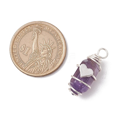 Bullet Shape Gemstone Pendants PALLOY-JF03215-1