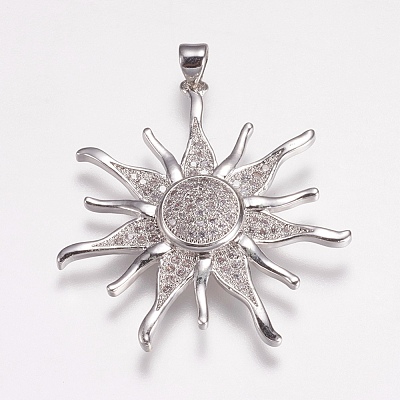 Brass Micro Pave Cubic Zirconia Pendants ZIRC-E143-57P-1