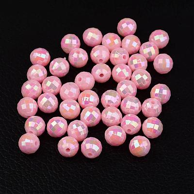 Faceted Colorful Eco-Friendly Poly Styrene Acrylic Round Beads SACR-K001-6mm-44-1