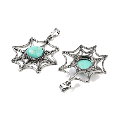 Synthetic Turquoise Spider Web Pendants G-Q163-09AS-01-1