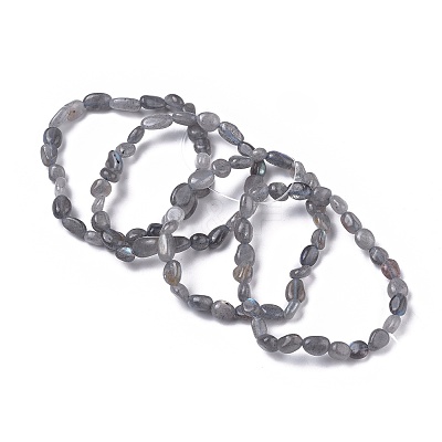 Natural Labradorite Bead Stretch Bracelets BJEW-K213-33-1