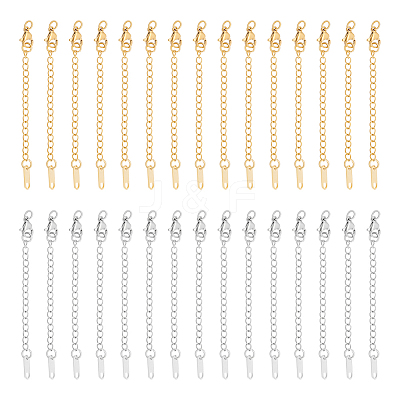 30Pcs 2 Colors 304 Stainless Steel Chain Extender FIND-UN0004-16-1