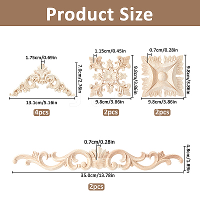 Rubber Wood Flower Carved Corner Decor AJEW-FH0009-26-1