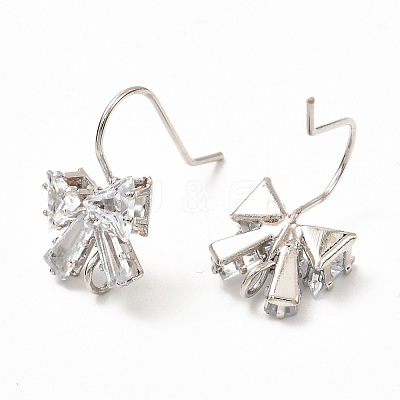 Brass Micro Pave Clear Cubic Zirconia Earring Hooks ZIRC-K087-23P-1