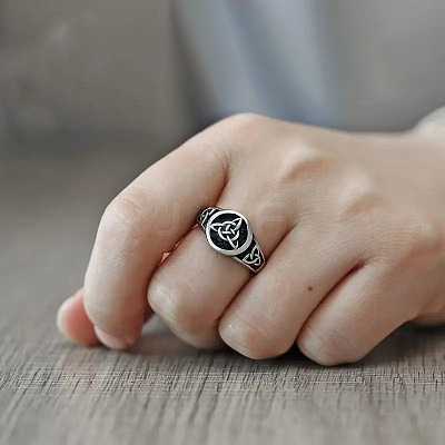Round with Knot Pattern Brass Finger Rings FS-WG1EEAC-04-1
