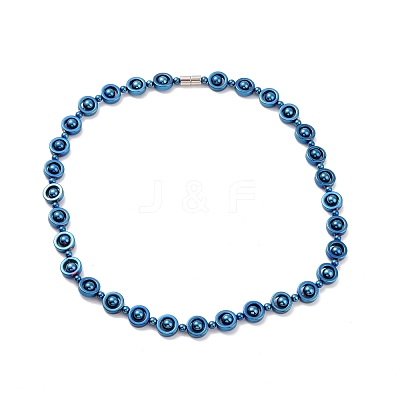 Synthetic Hematite & Brass Column Beaded Necklace with Magnetic Clasps NJEW-G047-01B-1