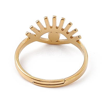 Ion Plating(IP) 201 Stainless Steel Evil Eye Adjustable Ring for Women RJEW-K238-13G-1