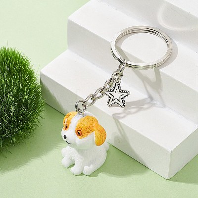 Resin Dog Pendant Keychain KEYC-JKC00564-02-1