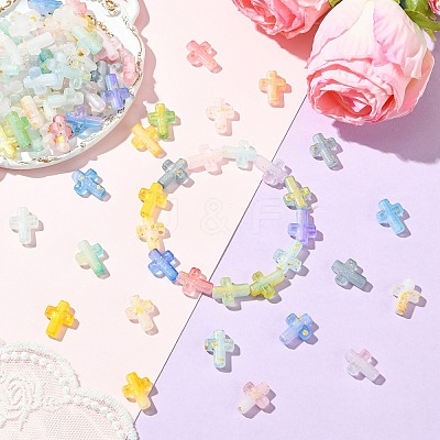 300Pcs 10 Colors Gradient Color Transparent Acrylic Beads OACR-CJ0002-44-1