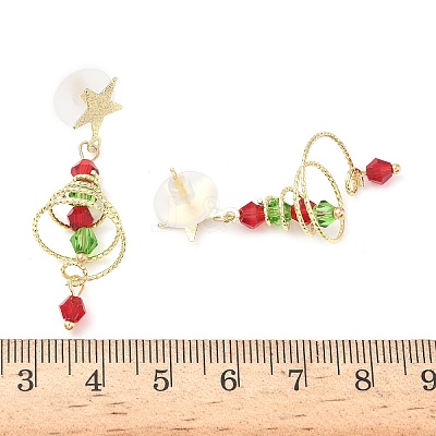 Alloy Dangle Stud Earrings EJEW-H173-03G-1