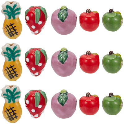 25Pcs 5 Styles Handmade Porcelain Beads PORC-PA0001-52-1