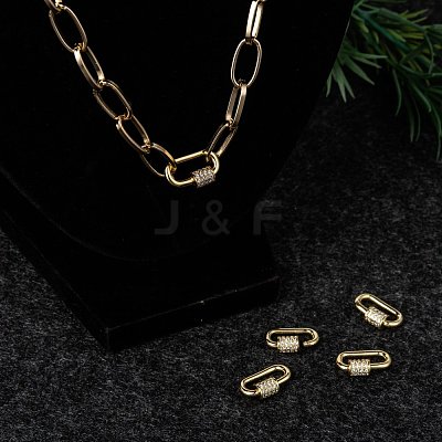 Brass Micro Pave Cubic Zirconia Screw Carabiner Lock Charms ZIRC-G160-22G-1