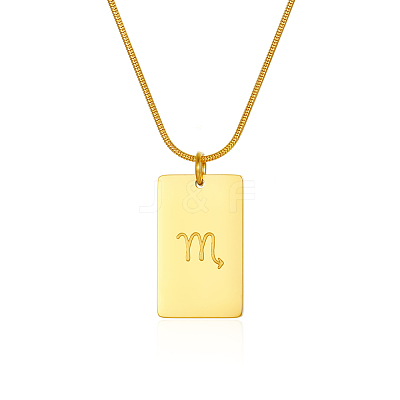 Stylish Stainless Steel 12 Zodiac Rectangle Pendant Necklaces for women GA2858-12-1