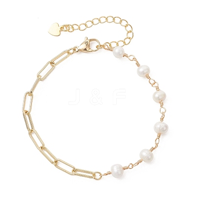 Brass Paperclip Chain Bracelets BJEW-JB13241-1