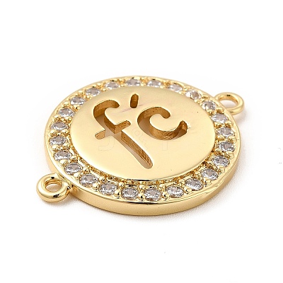 Eco-Friendly Rack Plating Brass Micro Pave Clear Cubic Zirconia Connector Charms KK-F847-03G-1