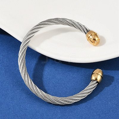 304 Stainless Steel Cuff Bangles BJEW-M136-01B-PG-1
