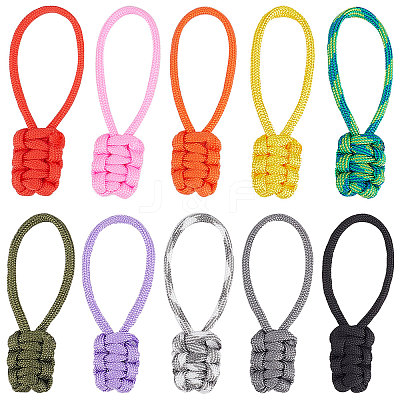 20Pcs 10 Colors Nylon Braided Zipper Pull Tab FIND-GF0004-46-1