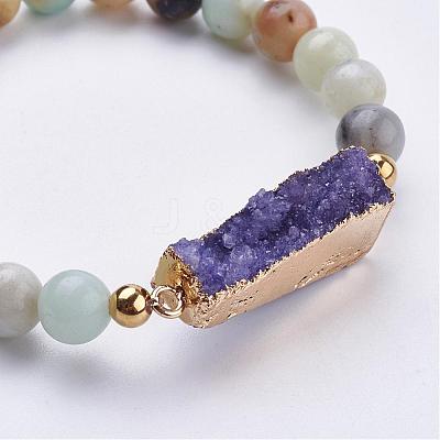 Natural Amazonite Stretch Bracelets BJEW-JB03163-1