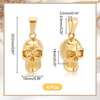 4Pcs PVD Vacuum Plating 304 Stainless Steel Pendants STAS-UN0060-19G-1