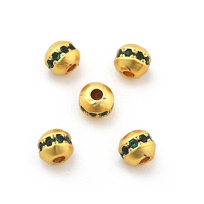 Brass Micro Pave Cubic Zirconia Beads KK-R216-08G-03-1