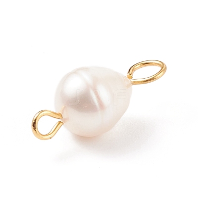 Natural Cultured Freshwater Pearl Beads Connector Charms PALLOY-JF01551-02-1