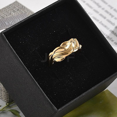 304 Stainless Steel Open Cuff Ring for Women RJEW-M049-01G-08-1