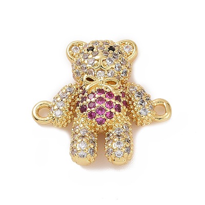 Brass Micro Pave Cubic Zirconia Connector Charms ZIRC-P107-01G-1