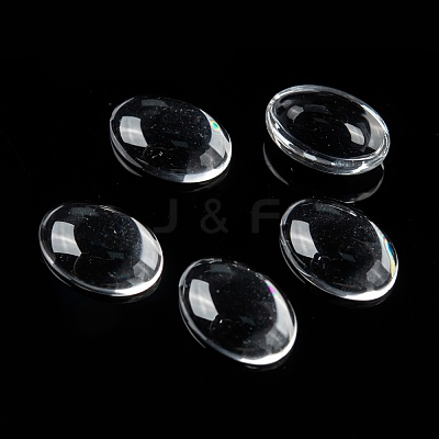 Transparent Oval Glass Cabochons X-GGLA-R022-14x10-1