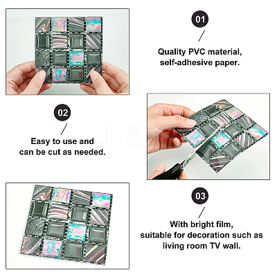 Square PVC 3D Self Adhesive Mosaic Pattern Stickers DIY-WH0260-84D-1