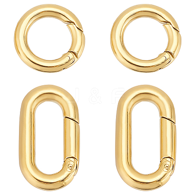 4Pcs 2 Styles Ion Plating(IP) 304 Stainless Steel Spring Gate Rings STAS-UN0050-05-1